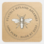 Square Kraft Honey Label (Voorkant)