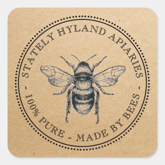 Square Kraft  Honey Label (Voorkant)