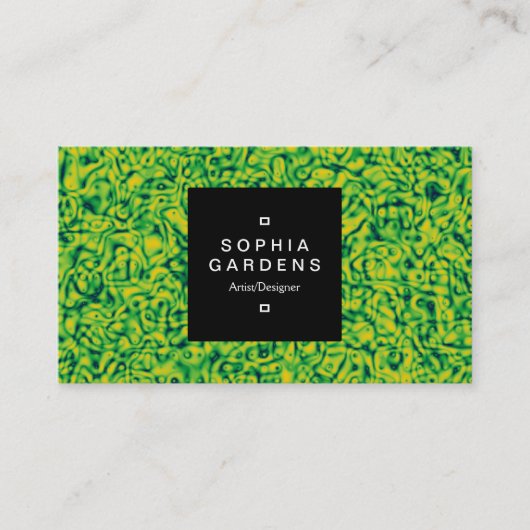 Square Label 01a - Green Marbling (Voorkant)