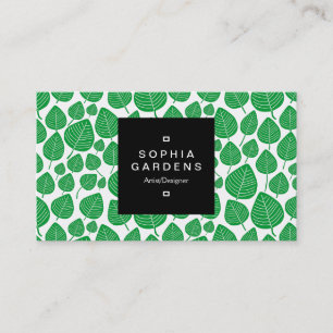 Square Label 01a - Leaf patroon 02 - Grass Green