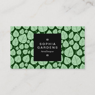 Square Label 01a - Leaf patroon 02 - Green Shades