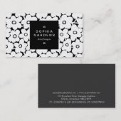 Square Label 01a - Vette bloemen wit op zwart (Voorkant / Achterkant)