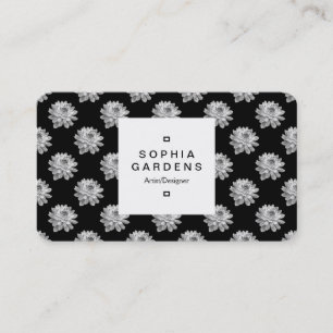 Square Label 03a - Chrysanthemum Pattern B&W