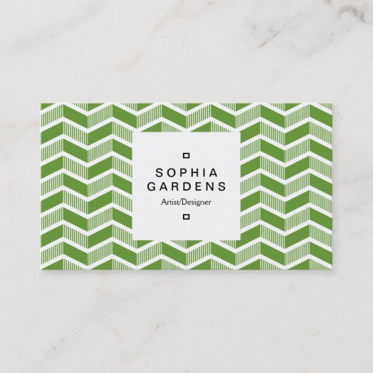 Square Label 03a - Shaded Chevrons - Avocado Green (Voorkant)
