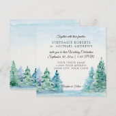 Square Lakeside Mountain Pine Tree Outdoor Wedding Kaart (Voorkant / Achterkant)