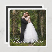 Square Large Photo Wedding Hartelijk dank in White Bedankkaart (Voorkant / Achterkant)