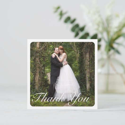 Square Large Photo Wedding Hartelijk dank in White Bedankkaart (Staand voorkant)