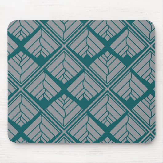 Square Leaf herhaalde Blauwgroen grijs Muismat (Voorkant)