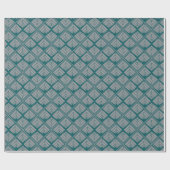 Square Leaf Pattern Blauwgroen Neutraal Cadeaupapier (Vlak)