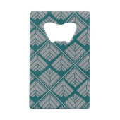 Square Leaf Pattern Blauwgroen Neutraal Creditkaart Flessenopener (Voorkant)