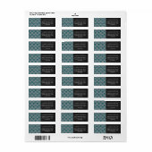 Square Leaf Pattern Blauwgroen Neutraal Etiket (Full Sheet)