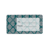 Square Leaf Pattern Blauwgroen Neutraal Etiket (Voorkant)