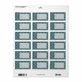 Square Leaf Pattern Blauwgroen Neutraal Etiket (Full Sheet)