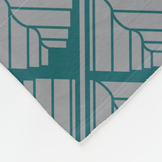 Square Leaf Pattern Blauwgroen Neutraal Fleece Deken (Hoek)