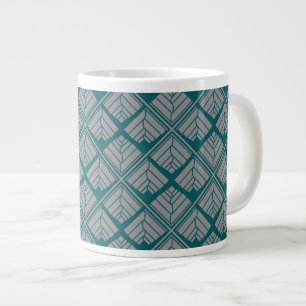 Square Leaf Pattern Blauwgroen Neutraal Grote Koffiekop