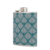 Square Leaf Pattern Blauwgroen Neutraal Heupfles (Links)