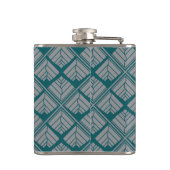 Square Leaf Pattern Blauwgroen Neutraal Heupfles (Achterkant)