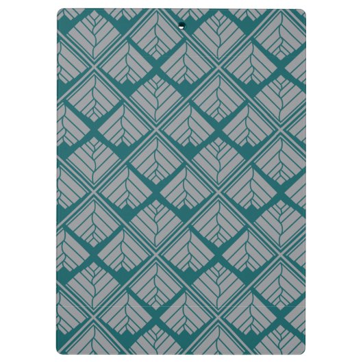 Square Leaf Pattern Blauwgroen Neutraal Klembord (Achterkant)