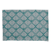 Square Leaf Pattern Blauwgroen Neutraal Kussensloop (Voorkant)