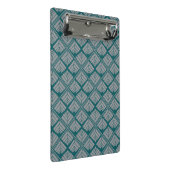 Square Leaf Pattern Blauwgroen Neutraal Mini Klembord (Schuin)