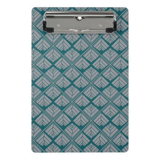 Square Leaf Pattern Blauwgroen Neutraal Mini Klembord (Voorkant)