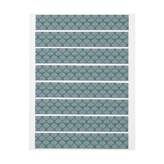 Square Leaf Pattern Blauwgroen Neutraal Omwikkelbaar Adreslabel (Vel)