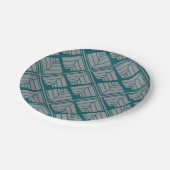Square Leaf Pattern Blauwgroen Neutraal Papieren Bordje (Gekanteld)