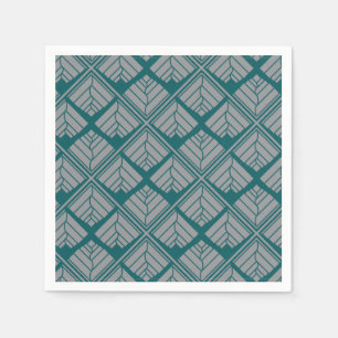 Square Leaf Pattern Blauwgroen Neutraal Servetten