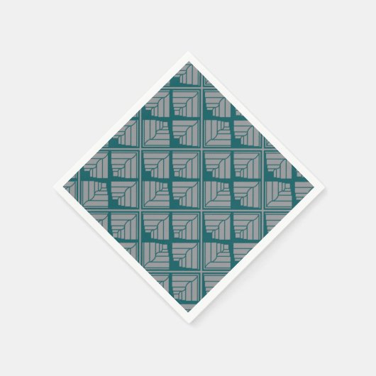 Square Leaf Pattern Blauwgroen Neutraal Servetten (Hoek)