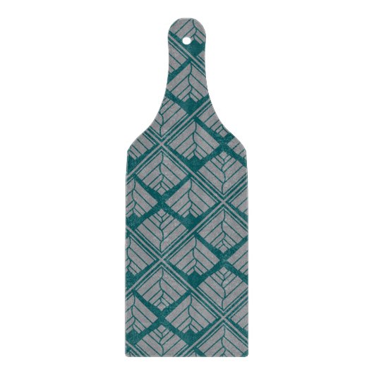 Square Leaf Pattern Blauwgroen Neutraal Snijplank (Voorkant)