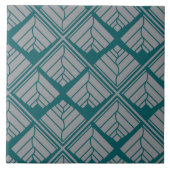 Square Leaf Pattern Blauwgroen Neutraal Tegeltje (Voorkant)