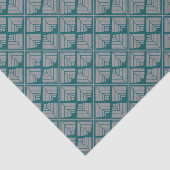 Square Leaf Pattern Blauwgroen Neutraal Tissuepapier (Detail)