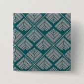 Square Leaf Pattern Blauwgroen Neutraal Vierkante Button 5,1 Cm (Voorkant)