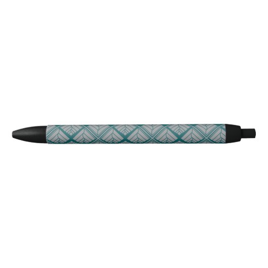 Square Leaf Pattern Blauwgroen Neutraal Zwarte Inkt Pen (Voorkant)