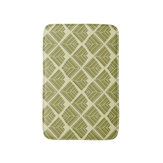 Square Leaf Pattern Gold Limoen Light Badmat (Voorkant Verticaal)