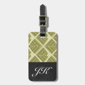 Square Leaf Pattern Gold Limoen Light Bagagelabel (Voorkant verticaal)