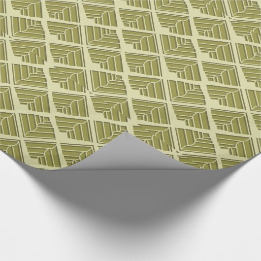 Square Leaf Pattern Gold Limoen Light Cadeaupapier (Hoek)