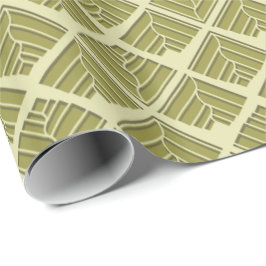 Square Leaf Pattern Gold Limoen Light Cadeaupapier