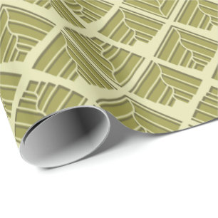 Square Leaf Pattern Gold Limoen Light Cadeaupapier