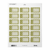 Square Leaf Pattern Gold Limoen Light Etiket (Full Sheet)