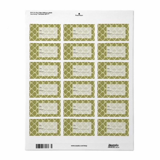 Square Leaf Pattern Gold Limoen Light Etiket (Full Sheet)