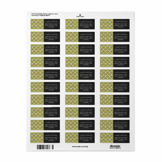 Square Leaf Pattern Gold Limoen Light Etiket (Full Sheet)