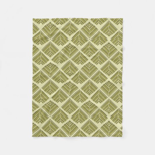 Square Leaf Pattern Gold Limoen Light Fleece Deken (Voorkant)