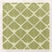 Square Leaf Pattern Gold Limoen Light Glazen Onderzetter (Voorkant)