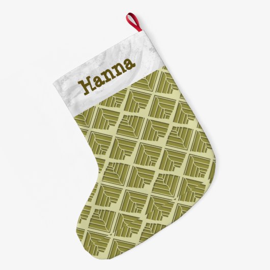 Square Leaf Pattern Gold Limoen Light Grote Kerstsok (Achterkant (Hangend))