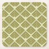 Square Leaf Pattern Gold Limoen Light Kartonnen Onderzetters (Voorkant)