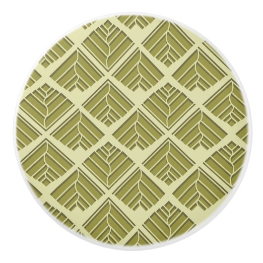 Square Leaf Pattern Gold Limoen Light Keramische Knop (Voorkant)