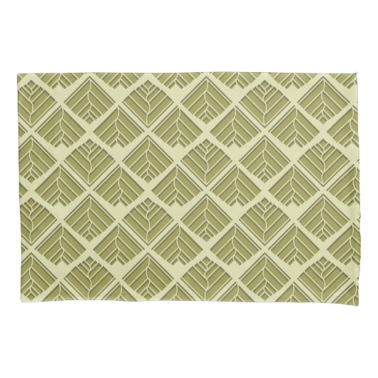 Square Leaf Pattern Gold Limoen Light Kussensloop (Voorkant)