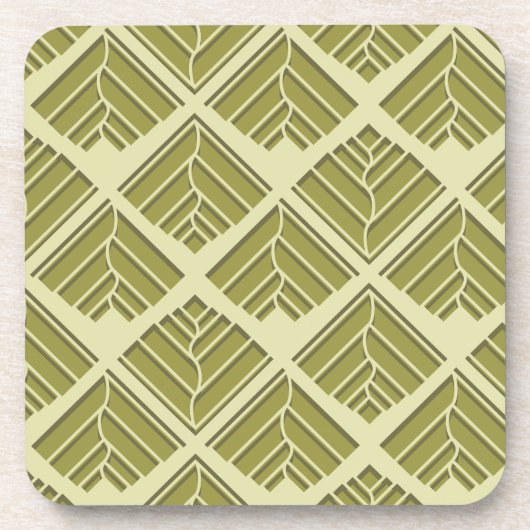 Square Leaf Pattern Gold Limoen Light Onderzetter (Voorkant)