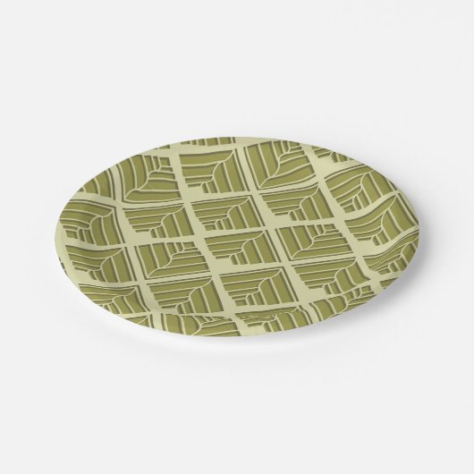 Square Leaf Pattern Gold Limoen Light Papieren Bordje (Gekanteld)